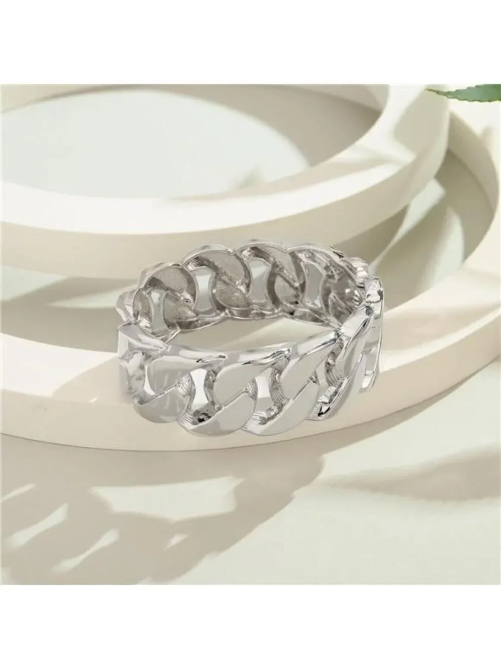 Chunky Silver Tone Bangle Bracelets for Women Thick Wide Hinged Cuff Bracelet